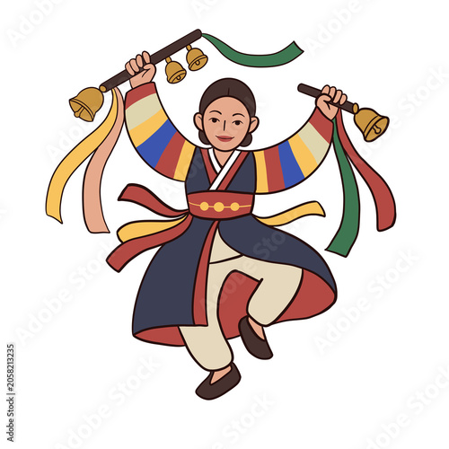 Foto 한국 무당 무속인 일러스트 손그림