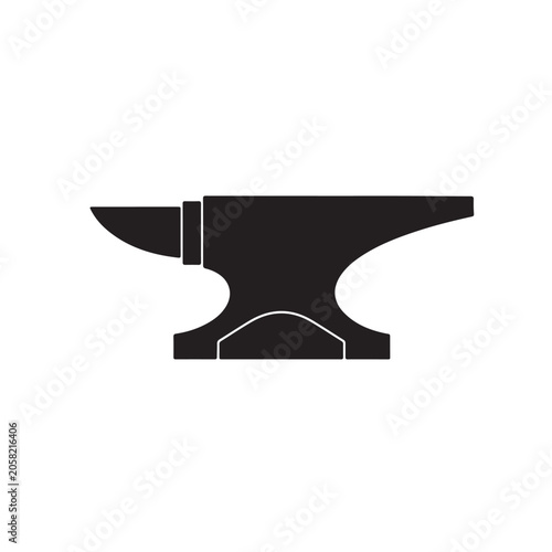 Black silhouette vector design of heavy blacksmith anvil for iron work.