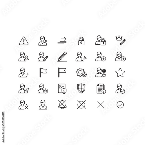 User interface icons for web and app design in outline style.