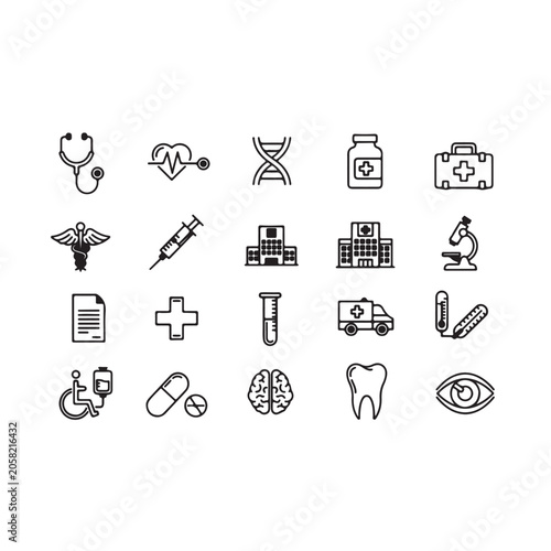 Medical and healthcare icons for professional use.