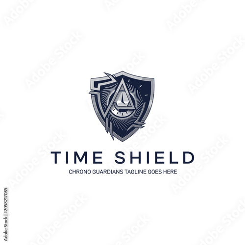 Photos Professional metallic emblem conveys trust and precision, ideal for security firms, heritage brands, and high-end time management tools