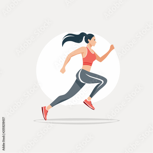 Fit Woman Jogging Fast During Workout Session