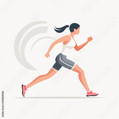 Energetic female runner in motion, embodying health, agility, and the spirit of a dynamic fitness journey