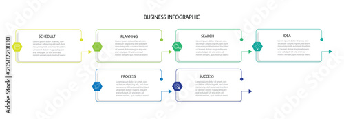Timeline creator infographic template. 6 Step timeline journey, infographics design template vector illustration.	