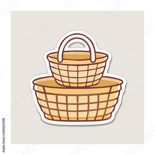 Flat design illustration of stacked woven baskets