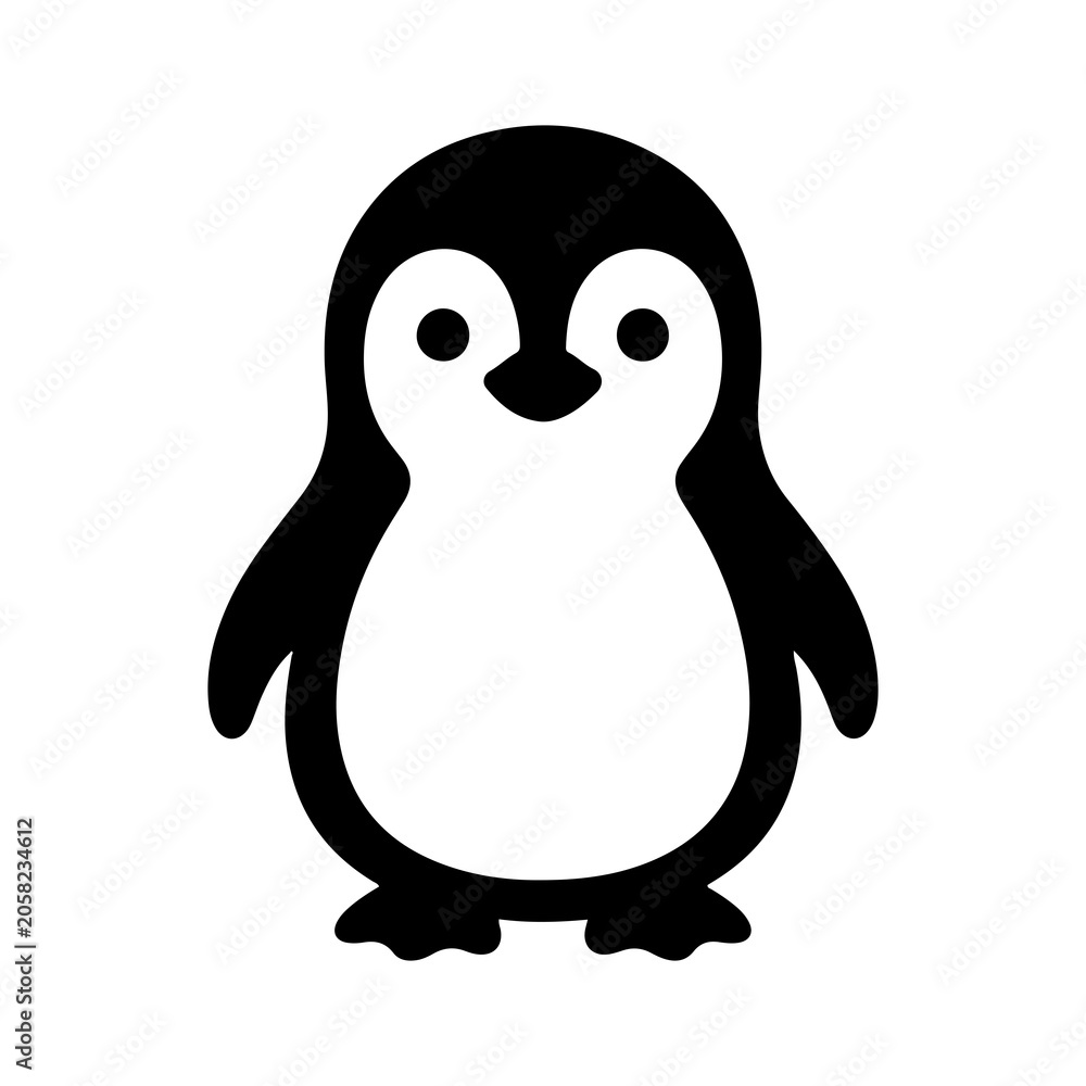 Fototapeta premium Cute Minimalist Penguin Icon Vector Illustration