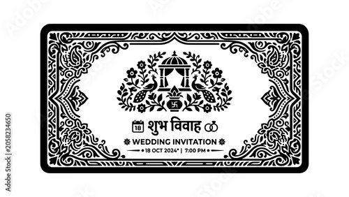 Elegant Indian Wedding Invitation Card Decorative Template