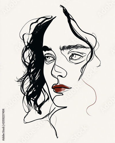 Minimalist Continuous Line Portrait of a Woman