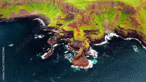 Aerial view of Giant's Causeway Coast Northern Ireland UK