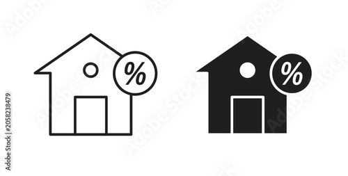Photos Mortgage Icon set different line and flat style collection.