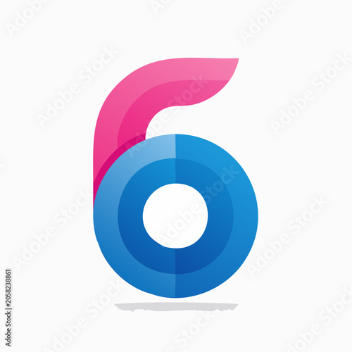 Stylized Number 6 Logo with Pink and Blue Gradient