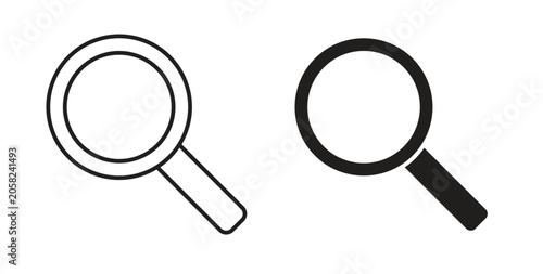 Photos Search icon set different line and flat style collection.