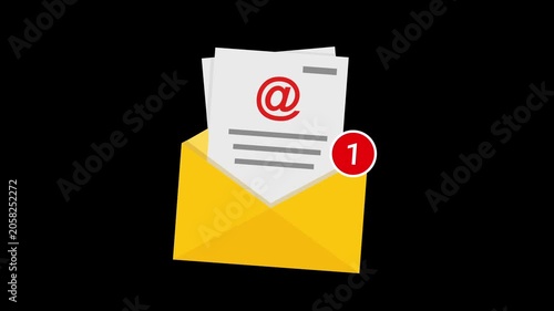 Email icon animation isolated on alpha channel background 