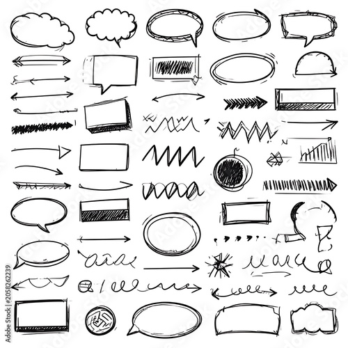 Hand-drawn doodle speech bubbles