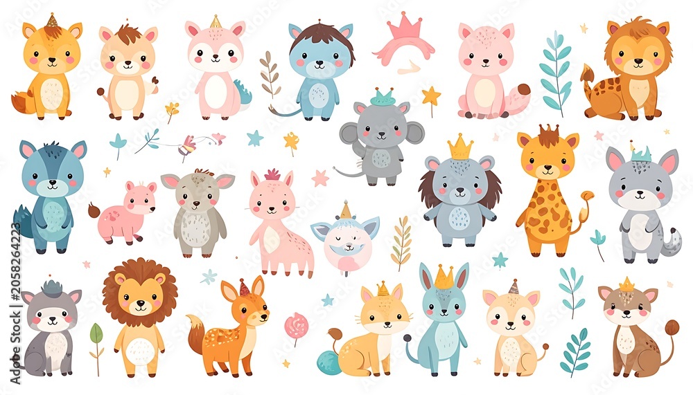 Fototapeta premium Cute cartoon animal collection