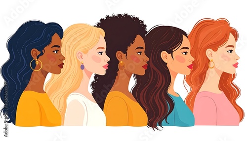 Diverse female profile art