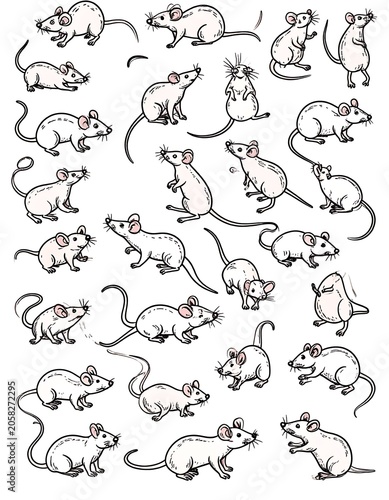 Many white mice posed