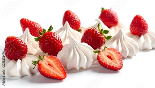 Meringues and fresh strawberries