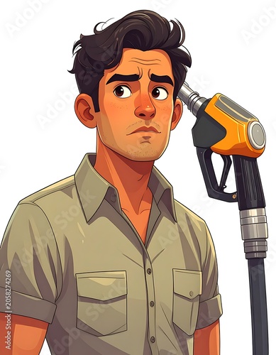 Man & gas nozzle