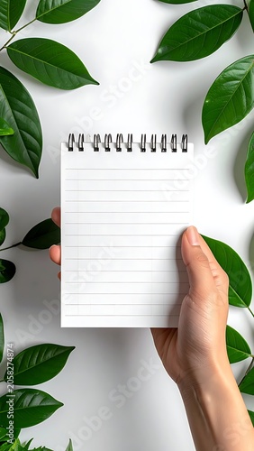 Greenery and notepad