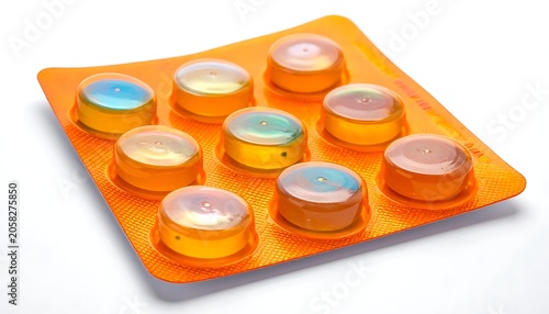 Nine colored pills in pack