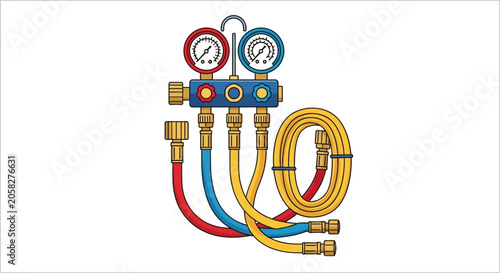 Fotografía Refrigeration manifold gauge set.