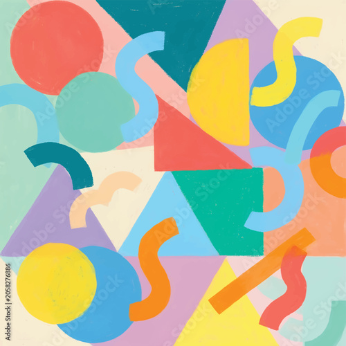 Colorful geometric shapes art design.
