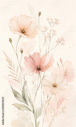 watercolor background with flowers