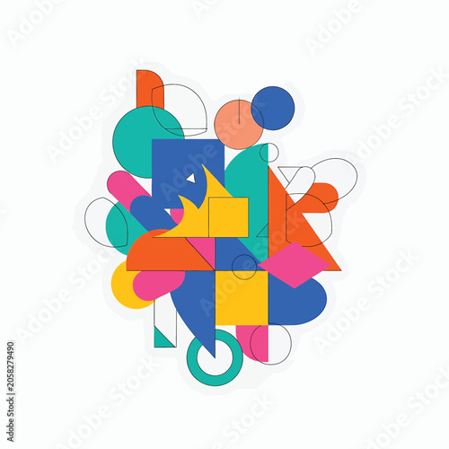 Colorful geometric shapes mosaic pattern.
