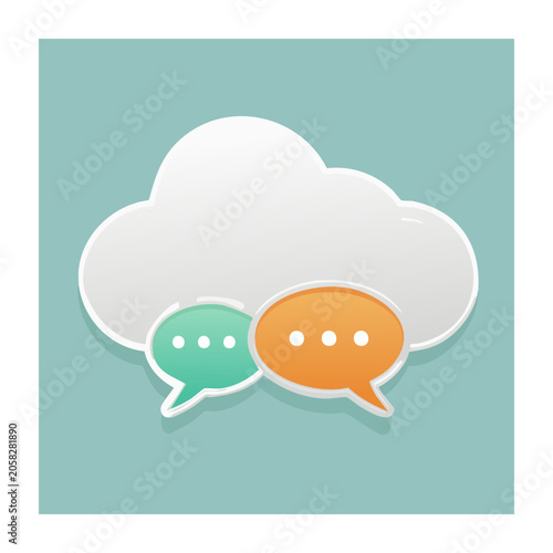 Flat design speech bubbles with cloud