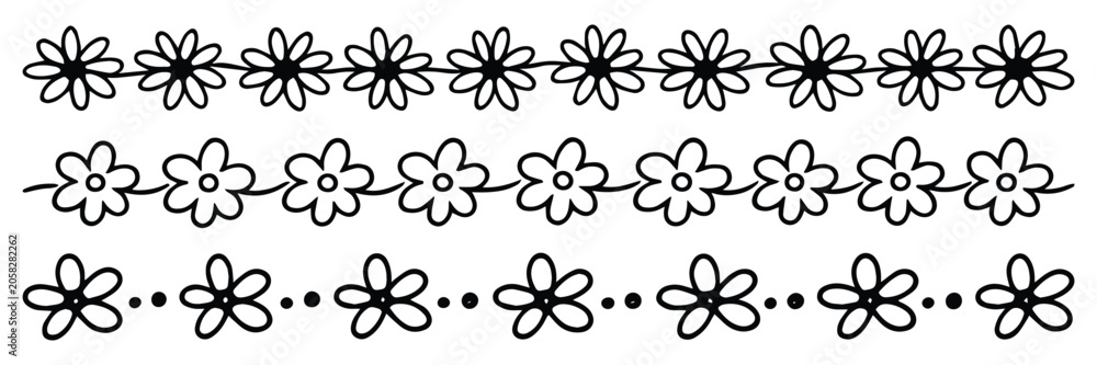 Fototapeta premium Floral border design elements vector set