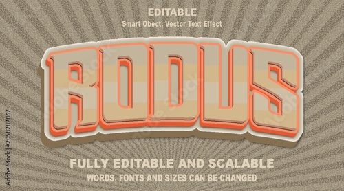 Rodus 3d text effect vector typography editable design.