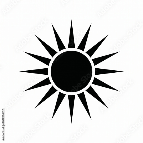 Sun burst icon silhouette isolated on a white background for weather reports or climate design graphics.