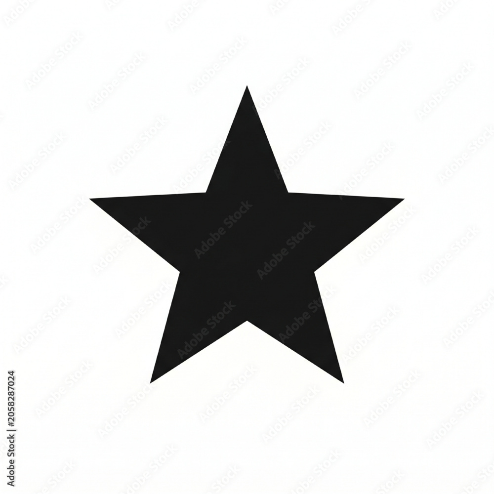 Obraz premium Single black silhouette vector icon of a star, isolated on pure white background, geometric solid shape, sharp edges, clean background removal