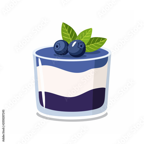 Blueberry yogurt dessert illustration