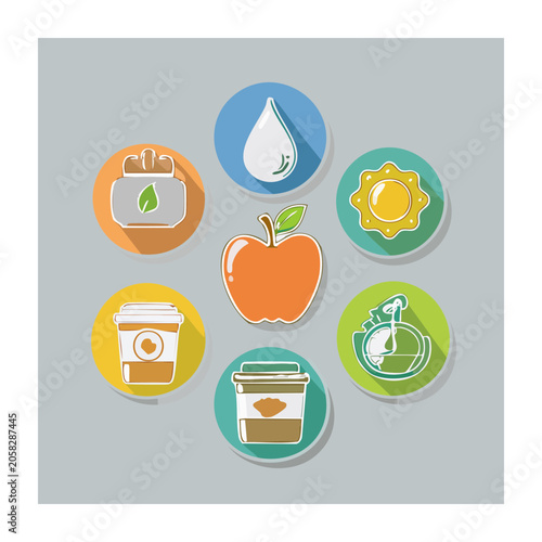 Flat design food and drink icons set