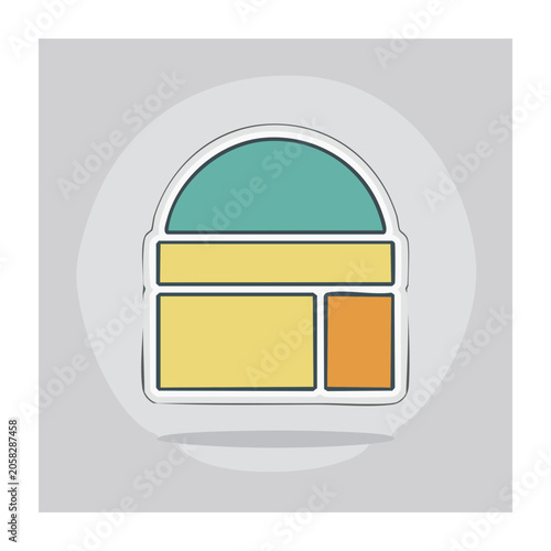 Flat design house icon with teal roof and yellow walls