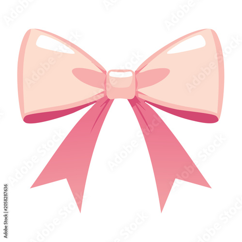 Pink bow ribbon illustration on transparent background