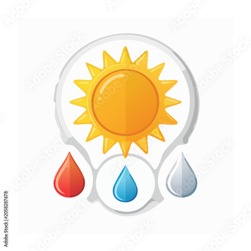 Sun and Water Drops in Magnifying Glass Illustration