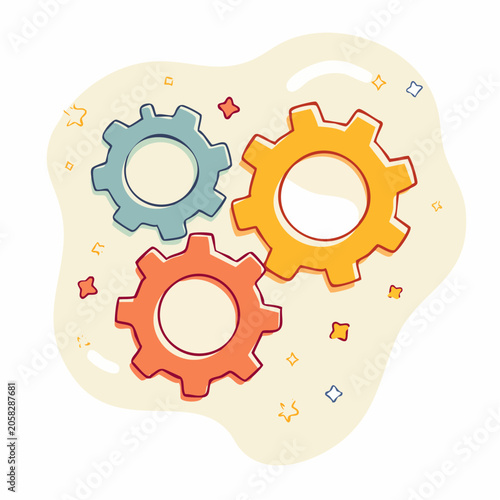 Three Interlocking Gears Illustration
