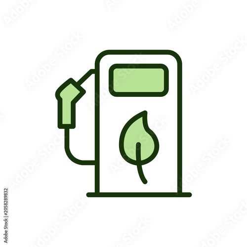 Biofuel Station Eco Friendly Gas Pump Vector Icon