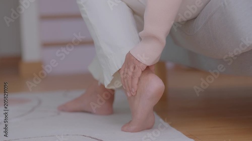 Older aged people suffer from Achilles tendinitis,ligaments connecting calf muscles of leg to heels injured,pain and stiffness in ankle bone or joints and sole of the foot. Problem of achilles tendon