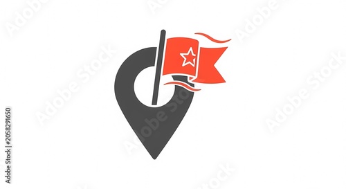 Location Pin with Flag Icon Representing Destination or Goal.