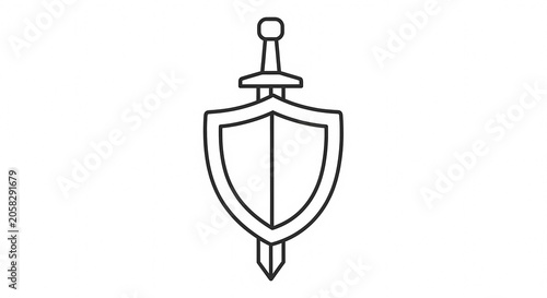 Medieval Shield and Sword Icon Symbol.