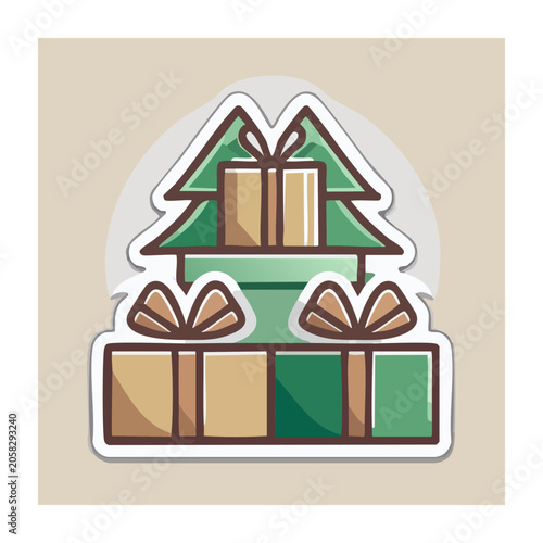 Flat design gift box christmas tree illustration