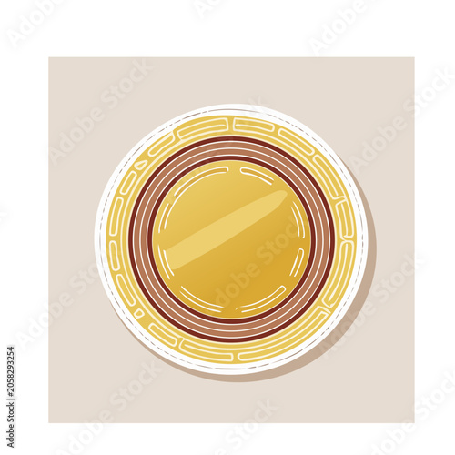 Flat design gold coin with ornamental border