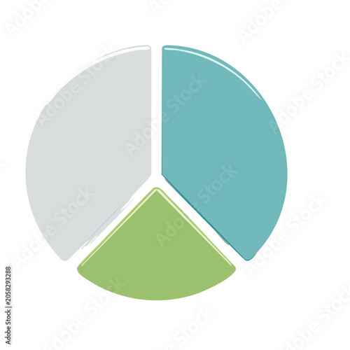 Flat design pie chart with three segments