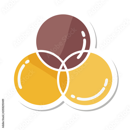 Three overlapping circles in flat design style