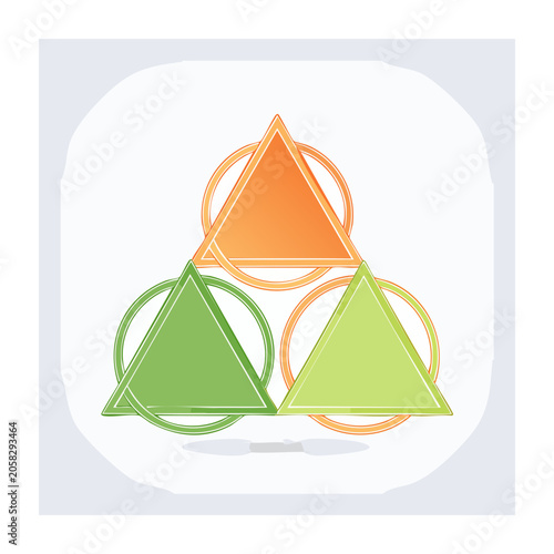 Three Overlapping Triangles in Flat Design