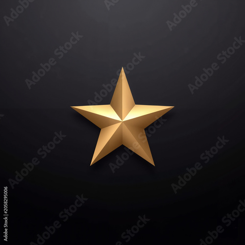 Golden star symbol on black background with minimalist design